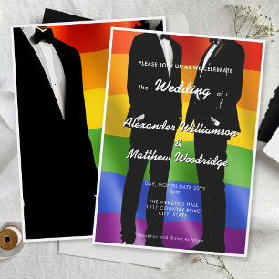 Invitation Mariage Gay Moderne Élégant Arc-en-Ciel Hommes