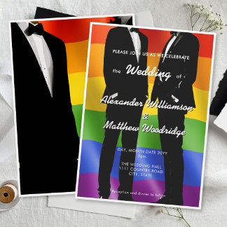 Invitation Mariage Gay Moderne Élégant Arc-en-Ciel Hommes