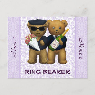 Invitation Mariage gay - Porteur de bague - Ours en peluche l