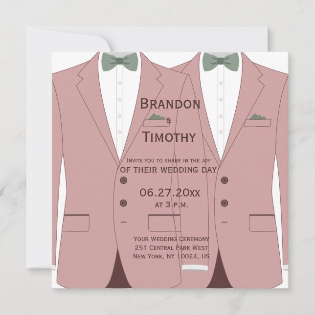 Invitation Mariage gay rose invite Carré (Devant)