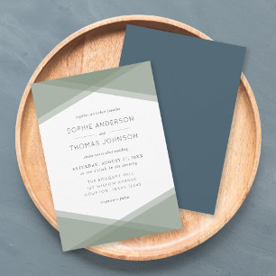 Invitation Mariage géométrique à couches de sauge et d'ardois