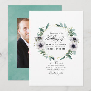 Invitation Mariage géométrique à l'anémone et à l'aquarelle d
