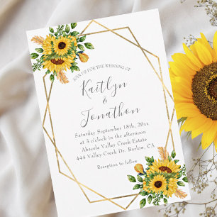 Invitation Mariage géométrique de tournesol rustique