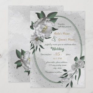 Invitation mariage géométrique des fleurs blanches romantique