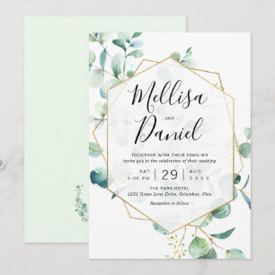 Invitation Mariage géométrique Eucalyptus Green