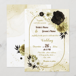 Invitation mariage géométrique Extraordinaire en ivoire brun 