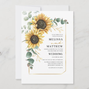 Invitation Mariage Géométrique Floral Eucalyptus Tournesol