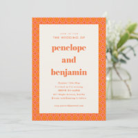 Mariage Géométrique Rétro Rose Orange Moderne