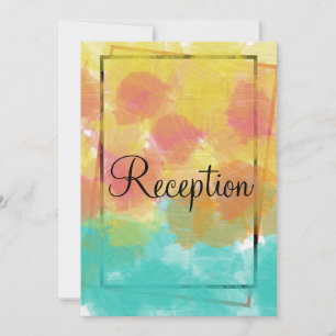 Invitation Mariage géométrique rose jaune bleu aquarelle
