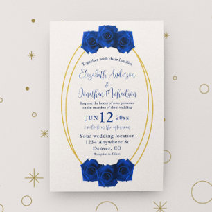 Invitation Mariage géométrique Royal Blue et Gold