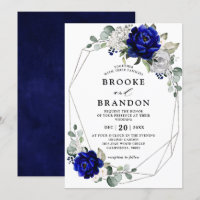 Mariage géométrique Royal Blue Silver White Ivory