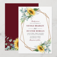 mariage géométrique tournesol burgundy floral