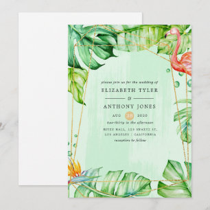 Invitation Mariage géométrique tropicale exotique