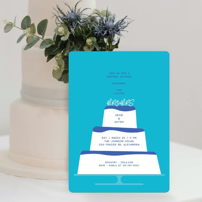 Invitation Mariage glacé bleu moisi Cake Couple Douche (Créateur téléchargé)