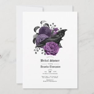 Invitation Mariage Glamour Violet Corbeau Gothique Enterremen