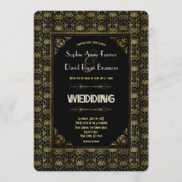 Invitation Mariage | Gold Black Roaring 20s Art Déco