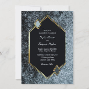Invitation Mariage Gold Border Silver