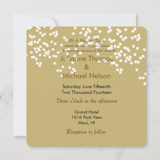 Invitation Mariage Gold Confetti (Devant)