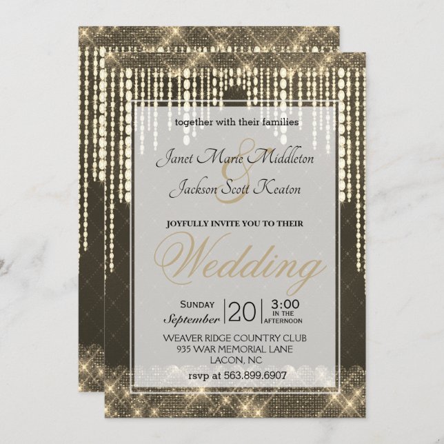 Invitation Mariage Gold Diamond (Devant / Derrière)