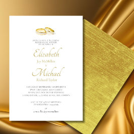 Invitation Mariage Gold Rings Dîner de répétition élégant