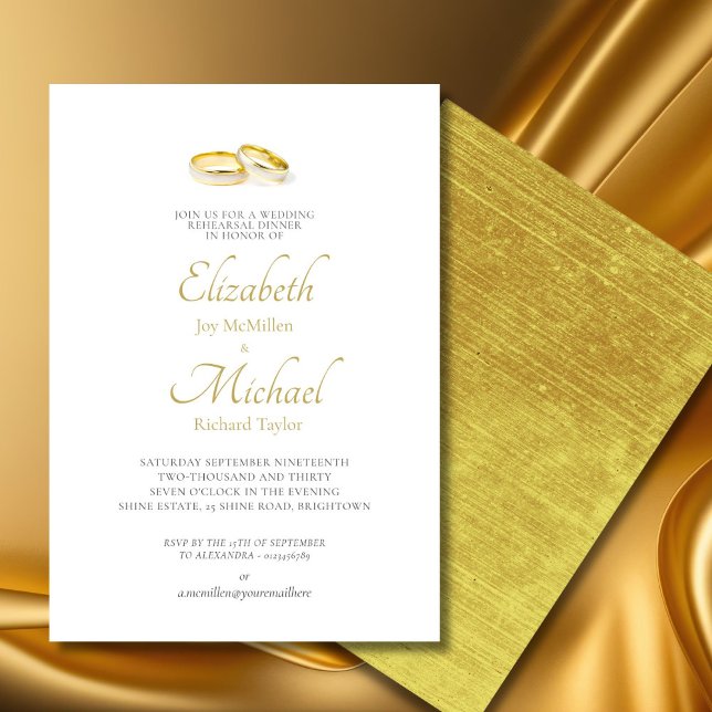 Invitation Mariage Gold Rings Dîner de répétition élégant (Créateur téléchargé)