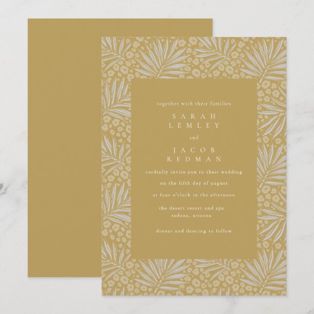 Invitation Mariage Gold Tropical Beach (Devant / Derrière)