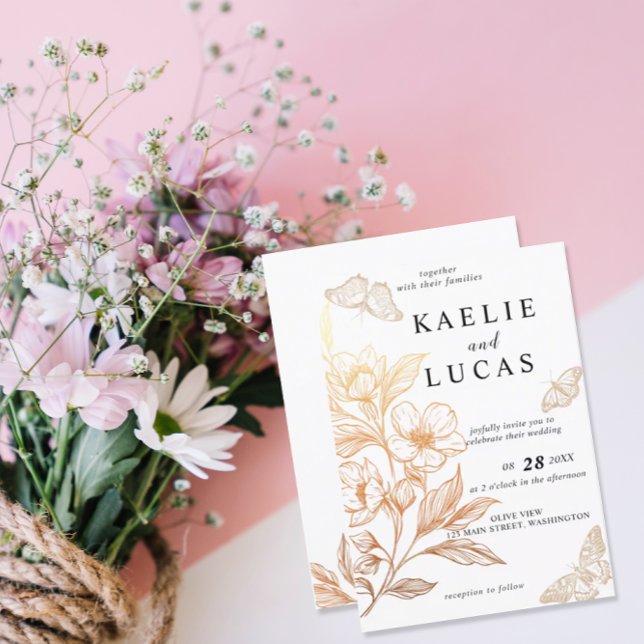 Invitation mariage "Golden Blooms Of Love" (Créateur téléchargé)