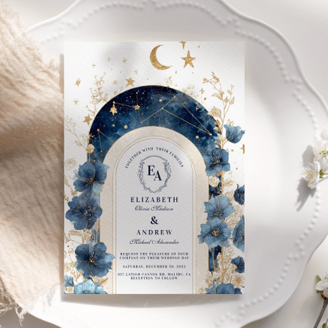 Invitation Mariage Golden Moonlit Floral Dreams (Créateur téléchargé)
