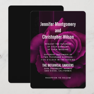 Invitation Mariage gothique à fleurs violettes-rouges
