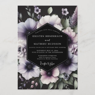Invitation Mariage gothique à l'anémone Améthyste