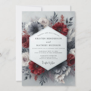 Invitation Mariage gothique ardoise cramoisie