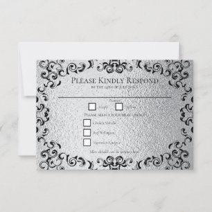 Invitation Mariage gothique argenté et noir