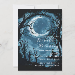 Invitation Mariage gothique au clair de lune bleu de minuit