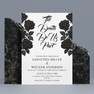 Invitation Mariage gothique aux roses noires d'Halloween 