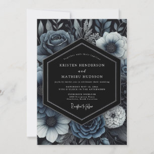 Invitation Mariage gothique captivant bleu marine