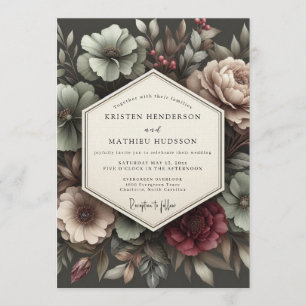 Invitation Mariage gothique charbon moody