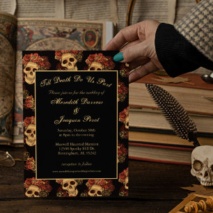 Invitation Mariage gothique Crâne Jusqu'à ce que la mort nous