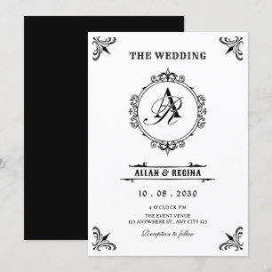Invitation mariage gothique décoratif vintage