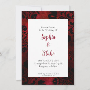 Invitation Mariage gothique dramatique noir et rouge