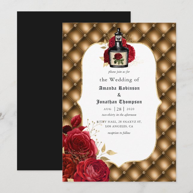 Invitation Mariage gothique floral (Devant / Derrière)