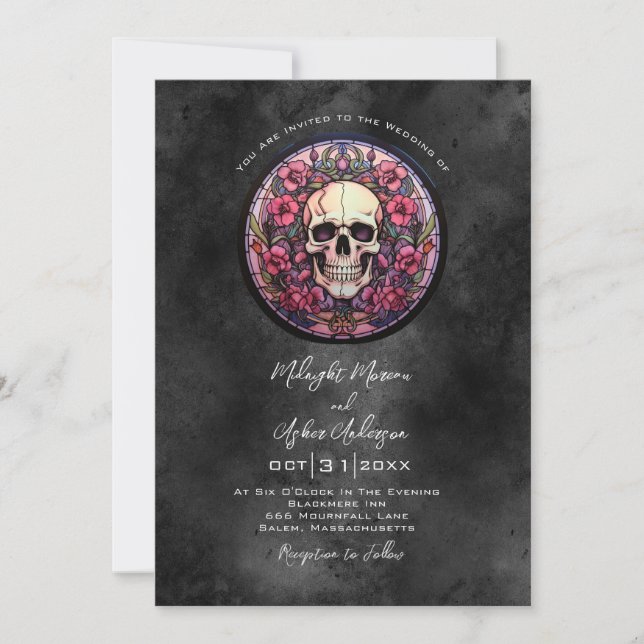 Invitation Mariage gothique floral (Devant)