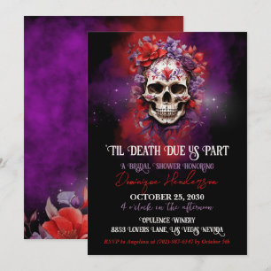 Invitation Mariage gothique floral crâne Halloween