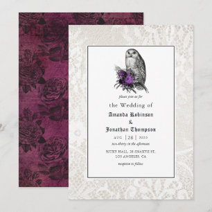 Invitation Mariage gothique floral et dentelle