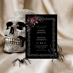 Invitation Mariage gothique Floral Frame Dark Goth Halloween