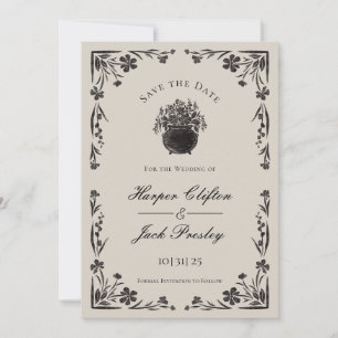 Invitation Mariage Gothique Floral Noir Moody Enregistrer La