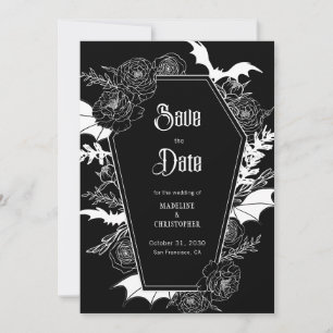 Invitation Mariage gothique floral Photo Enregistrer la date