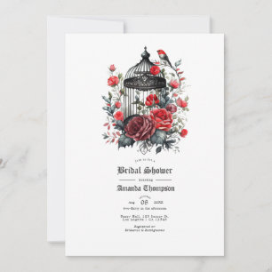 Invitation Mariage gothique floral rouge