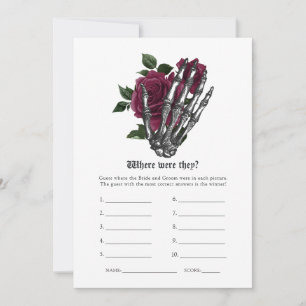 Invitation Mariage gothique floral squelette Bourgogne Jeu de