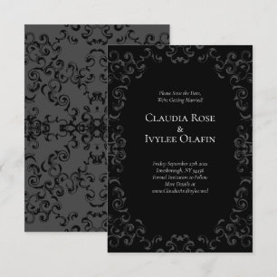 Invitation Mariage gothique gris et noir