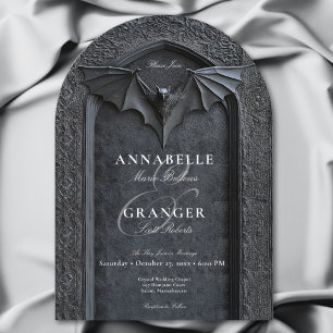 Invitation Mariage gothique Halloween chauve chauve et arc no